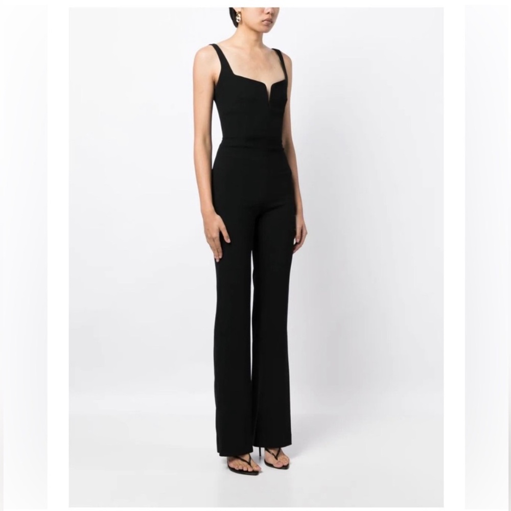 GALVAN LONDON Wide Leg Corset Jumpsuit in MIDNIGHT color size 4